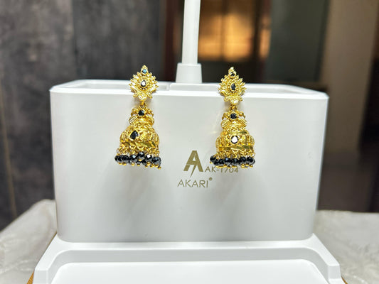 Black Stone Jhumka Earrings
