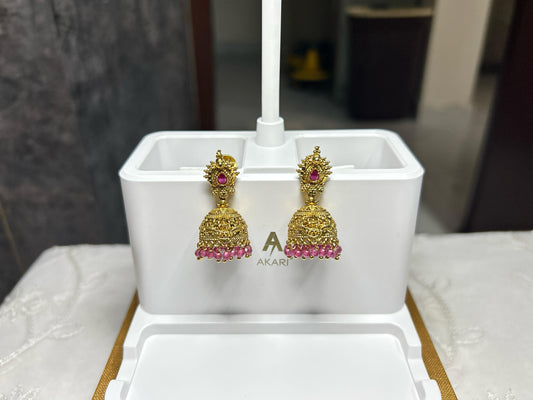Regal Ruby Dome Jhumkas