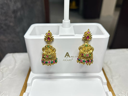Royal Meenakari Temple Jhumkas