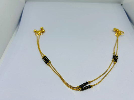 Black Bead Gold Anklets
